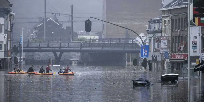 Penampakan Banjir Besar di Belgia