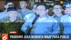 Didampingi Sandiaga Uno dan juga tim pendukungnya, Prabowo juga meminta maaf kepada publik.