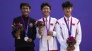 Selain Sanggoe, ada juga skateboarder Indonesia lainnya yang tampil di nomor men’s street yakni Basral Graito Hutomo. (AP Photo/Louise Delmotte)