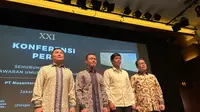 Konferensi pers penawaran umum perdana saham atau initial public offering (IPO) PT Nusantara Sejahtera Raya Tbk pada Jumat, (7/7/2023). (Foto: Liputan6.com/Elga N)