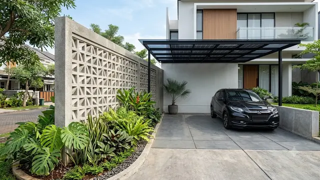 Inspirasi Carport 3x6 Meter dengan Roster Beton