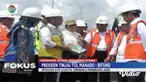 Presiden Jokowi tinjau perkembangan pembangunan proyek jalan Tol Manado-Bitug di Kabupaten Minahasa Utara.