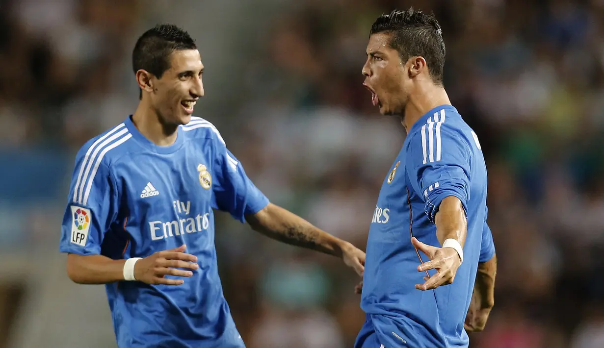 Angel di Maria merupakan pemain yang pernah bereragam Real Madrid bersama Cristiano Ronaldo sebelum pindah ke PSG pada 2015 silam. Dirinya juga merupakan partner dari Lionel Messi ketika membela Timnas Argentina dan di PSG saat ini. (Foto: AFP/Jose Jordan)