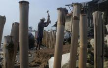 FOTO: Potret Pilu Korban Abrasi Laut: Kakek 80 Tahun Nekat Pertahankan Rumah dengan Harapan Bambu Dapat Menghalau Ombak Ganas Karawang