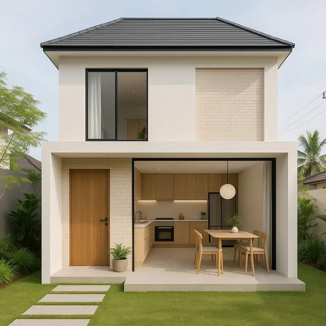 Desain Rumah 6X10 Memanjang 2 Lantai/Ilustrasi gambar oleh AI