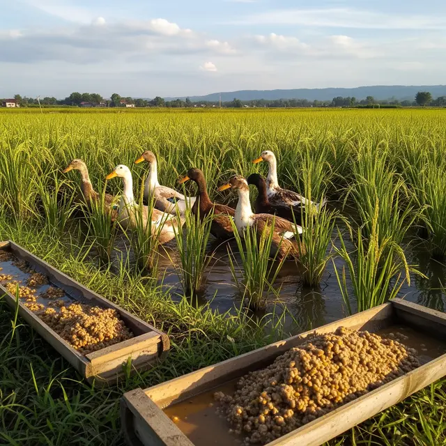 Model Ternak Bebek dan Tanam Padi Sederhana untuk Hemat Biaya Pakan (Image by Gemini AI)