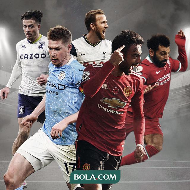 Bruno Fernandes, Kevin De Bruyne, Jack Grealish, Mohamed Salah, Harry Kane