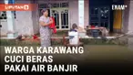 Krisis Air Bersih, Warga Karawang Cuci Baju Pakai Air Banjir