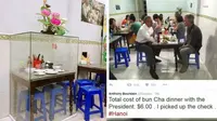 Alat Makan Obama di Warung Mi Vietnam Dipajang dalam Kotak Kaca