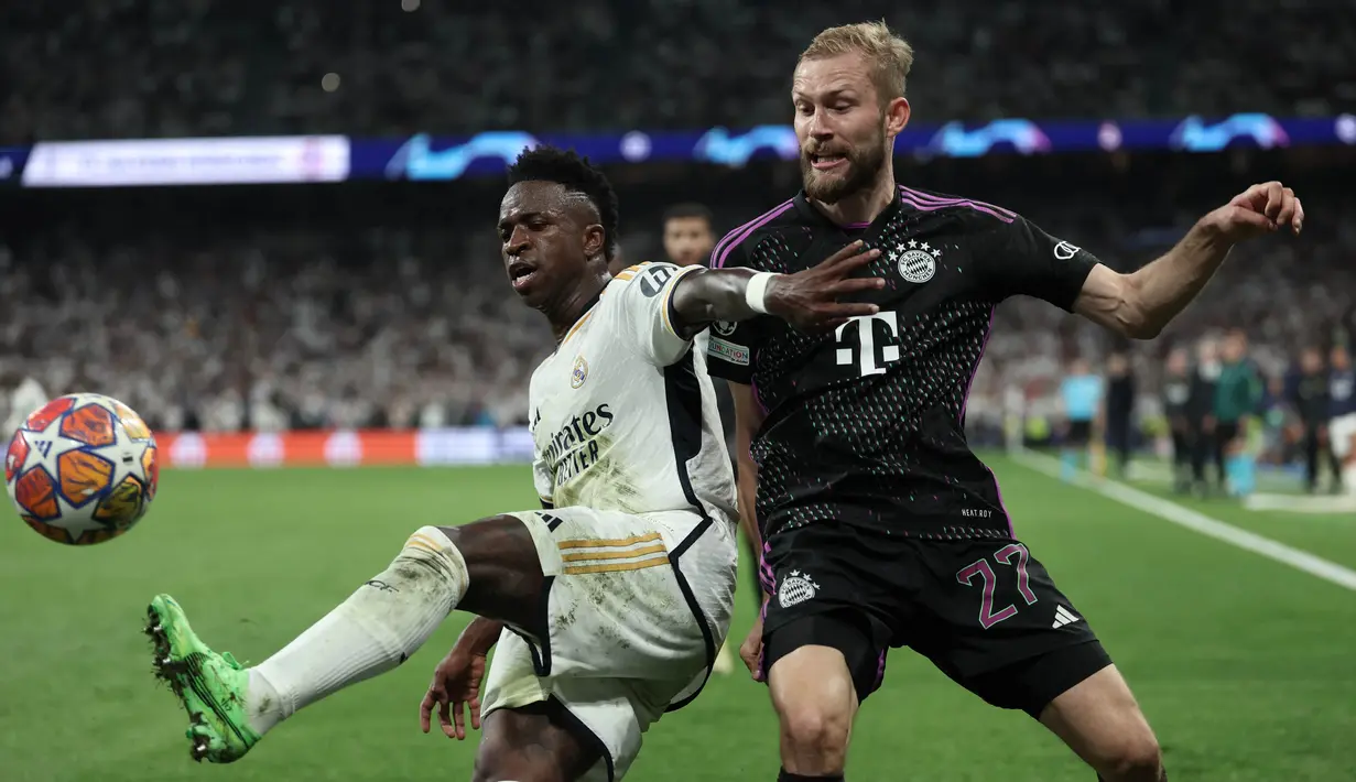 Kemenangan ini membuat Real Madrid unggul agrerat 4-3 atas Bayern Munchen dan berhak melenggang ke final Liga Champions 2023/2024. (Thomas COEX/AFP)