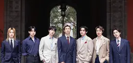 Ketujuh Member BTS saat bertemu Presiden Meksiko, Claudia Sheinbaum. Dok. Big Hit