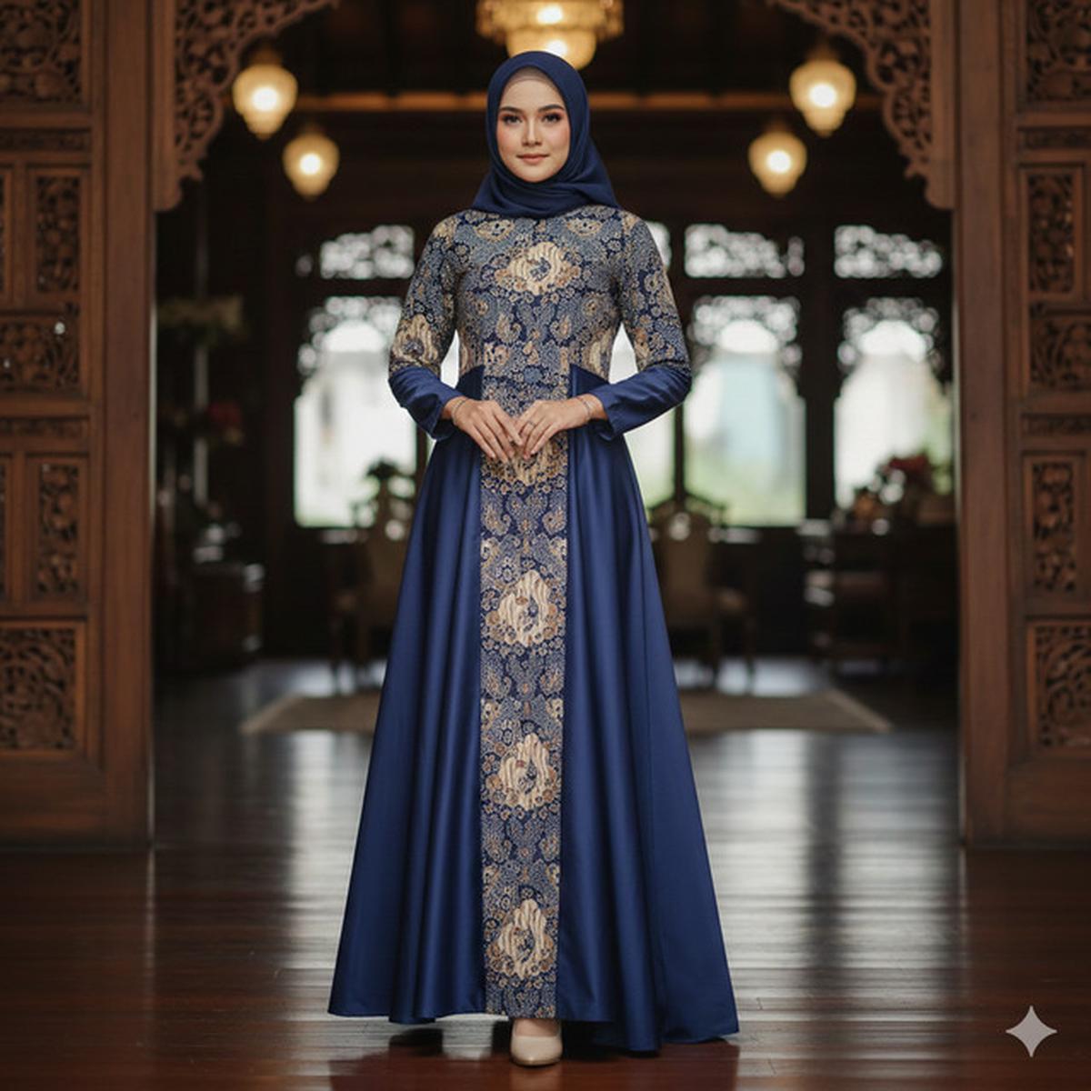 7 Model Gamis Batik Kombinasi Kain Polos Terbaru, Tampil Elegan tanpa Terlihat Ramai