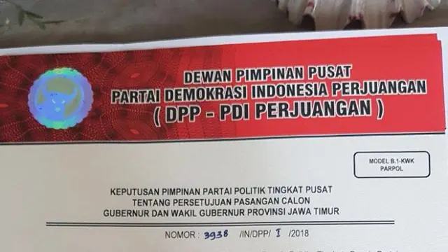 Beredar surat penunjukan Puti Guntur Sukarno sebagai calon wakil gubernur Jawa Timur oleh PDIP.