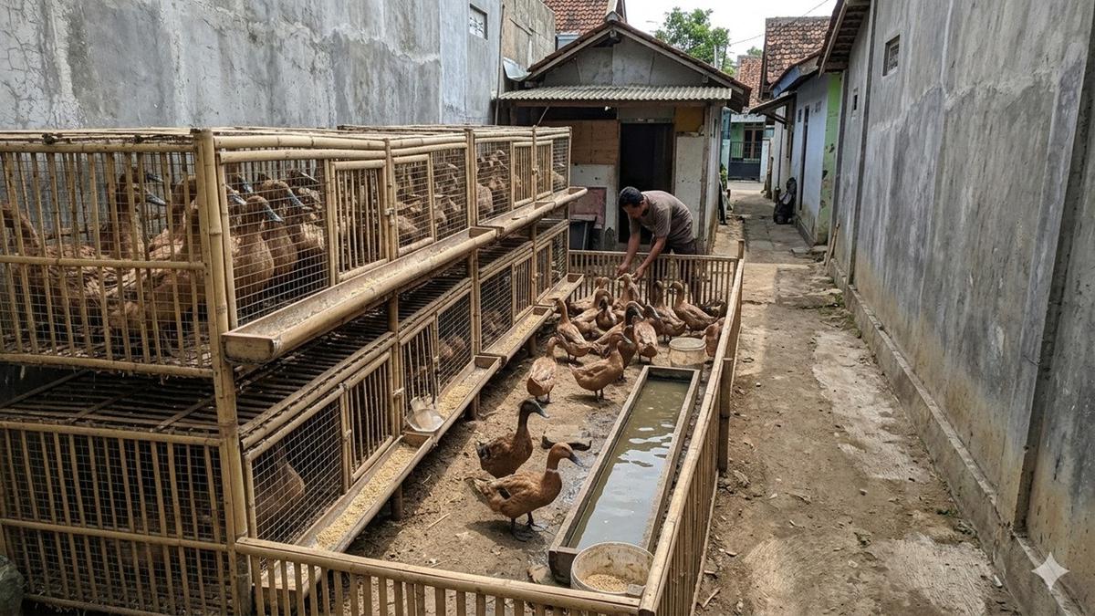 Cara Beternak Itik Mojosari di Lahan Sempit dengan Sistem Kandang Baterai
