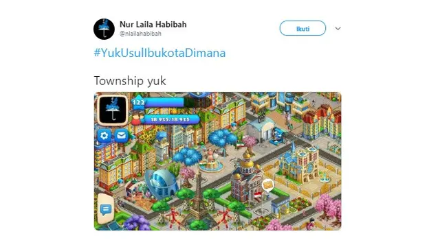 Ibu Kota ala Warganet (Sumber: Twitter/nlailahabibah)