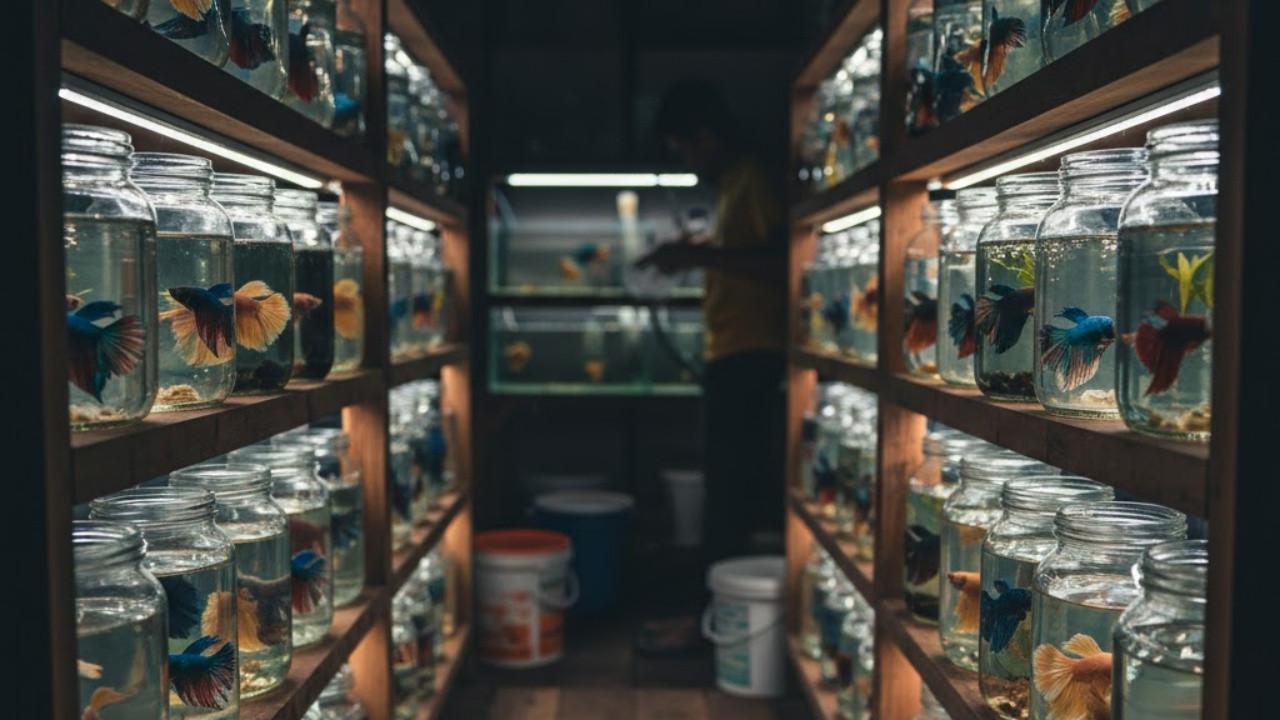 ilustrasi ternak ikan cupang