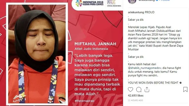 Dukungan 5 Seleb Pada Miftahul Jannah, Atlet Judo Para Games yang Didiskualifikasi karena Hijab