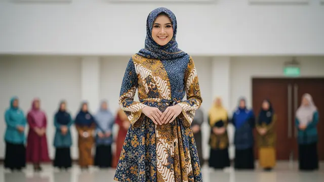 9 Model Gamis Batik untuk Perkumpulan Wanita