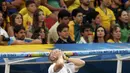 Pelatih Brasil, Luiz Felipe Scolari, menutup wajahnya menyaksikan tim asuhannya dipermalukan Belanda 0-3 di laga perebutan tempat ketiga Piala Dunia 2014 di Stadion Nasional Brasilia, (13/7/2014). (REUTERS/Ueslei Marcelino)