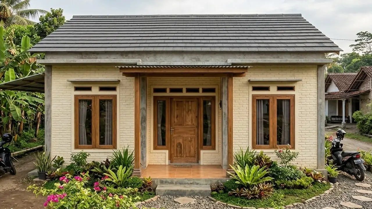 Desain Rumah 1 Lantai 2 Kamar di Desa (Foto: Gemini AI)