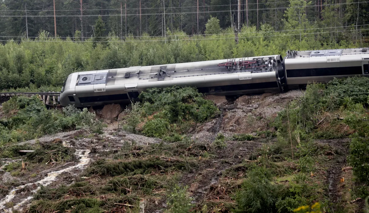 Ahli meteorologi Swedia dan Norwegia mengeluarkan peringatan merah, tingkat peringatan yang paling parah, selama beberapa hari dalam minggu ini. (Mats ANDERSSON / TT NEWS AGENCY / AFP)