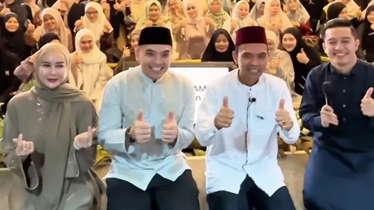 Gaya Aura Kasih Padukan Gamis dengan Tas dan Sandal Hermes saat Hadir Kajian