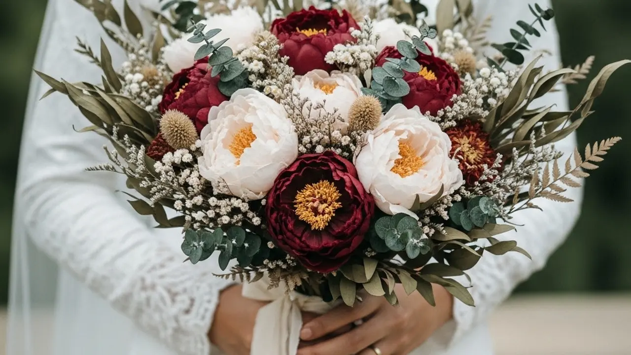 Ide Buket Pengantin dari Bunga Kering: Peony