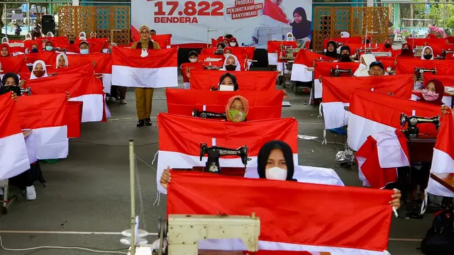 77 penjahit Kampung diberdayakan untuk menjahit bendera merah puti (Istimewa)