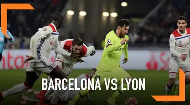 Barcelona bermain imbang dengan skor 0-0 saat menghadapi Lyon pada leg pertama babak 16 besar Liga Champions.