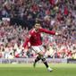 Selebrasi Cristiano Ronaldo saat membantu MU menang atas Norwich di ajang Liga Inggris (AFP)