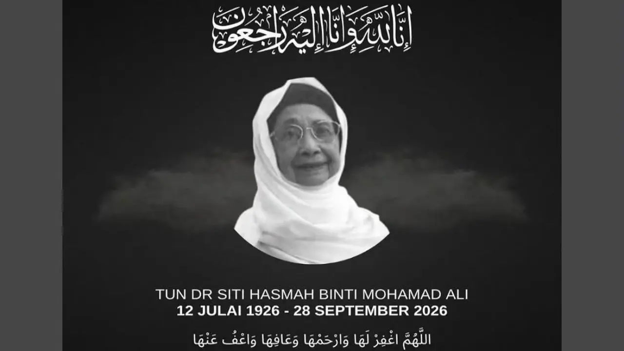 Pengumuman istri mantan PM Malaysia Mahathir Mohamad, Siti Hasmah, meninggal pada Senin (28/9/2026).