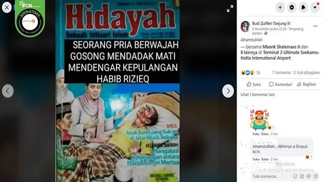 Gambar Tangkapan Layar Sampul Majalah Hidayah (sumber: Facebook)