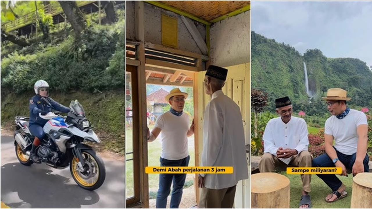 6 Potret Ridwan Kamil Sambangi Rumah Abah Jajang, Tempuh Waktu 3 Jam Naik Motor