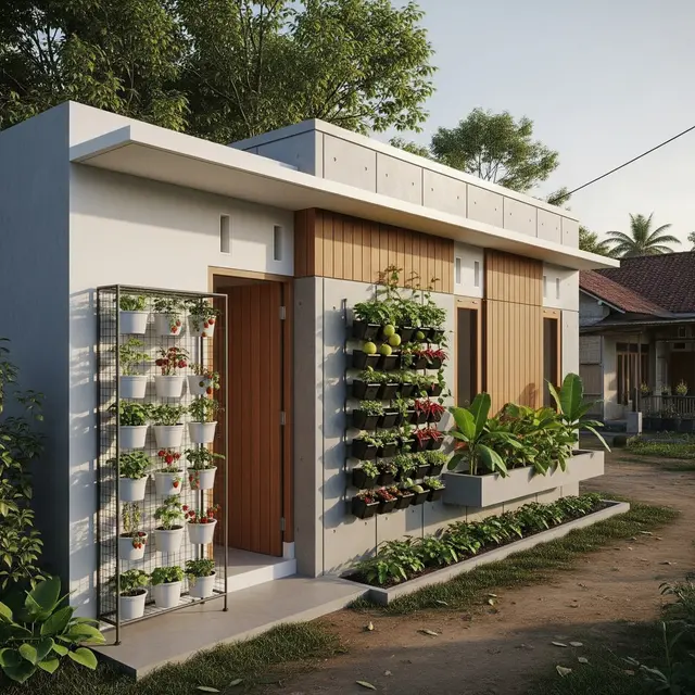Rumah Minimalis di Desa Ukuran 5x8 dengan Kebun Buah Vertikal