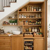 Ide Pantry Mini di Bawah Tangga/AI Generated