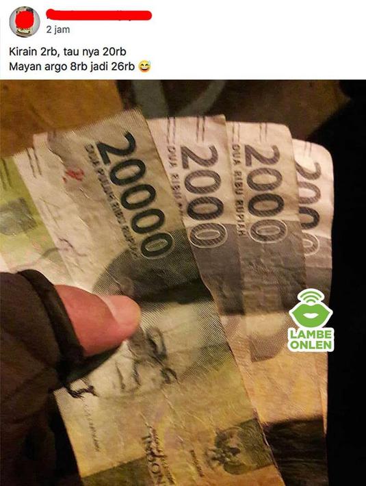 Alhamdulillah rezeki driver ini (Source : instagram.com/lambeonlen)