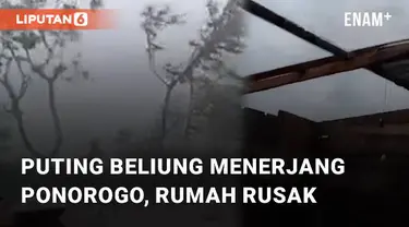 Puting beliung menerjang Desa Prayungan, Ponorogo, pada Jumat (26/1/2024). Kejadian ini berlangsung sekitar lima menit, disertai hujan deras