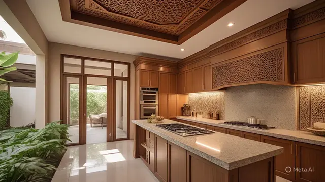 Desain Dapur Islami Semi Terbuka Hijau