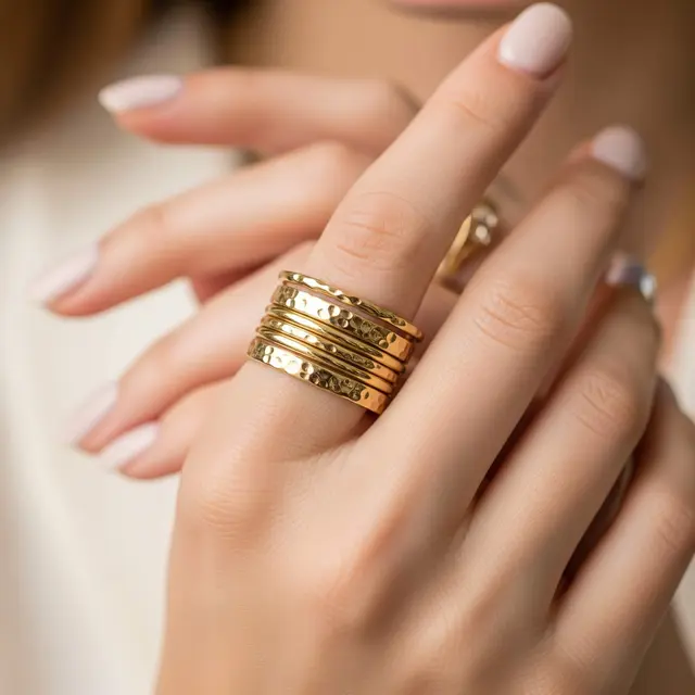 Model Cincin Emas Layer Cocok untuk Stacking Ring