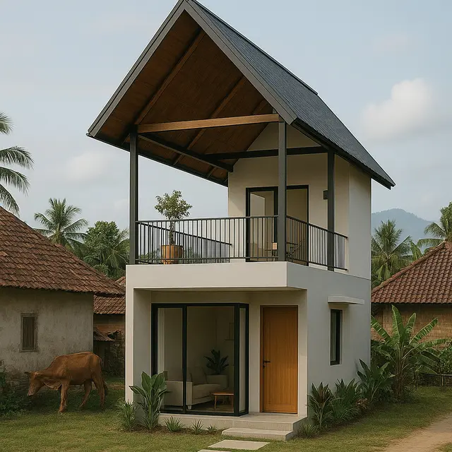 Rumah dengan Model Semi Terbuka/via ChatGPT