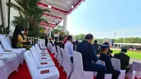 Sejumlah kursi undangan untuk perwira tinggi (Pati) Polri terlihat banyak yang kosong saat Upacara HUT ke-77 RI di Istana Merdeka. (Dok. Istimewa)