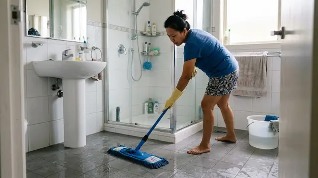 Mengeringkan Kamar Mandi