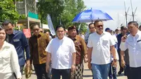 Menteri Badan Usaha Milik Negara (BUMN), Erick Thohir meninjau Pengembangan Benoa Maritime Tourism Hub, di Pelabuhan Benoa, Bali.