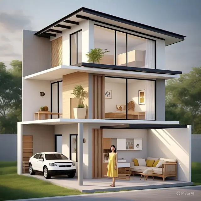 Rumah Split-Level 2,5 Lantai pada Lahan 6x10 Meter
