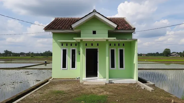 Warna Fasad Rumah Kecil yang Membuat Tampak Lebih Luas Model Hijau Muda