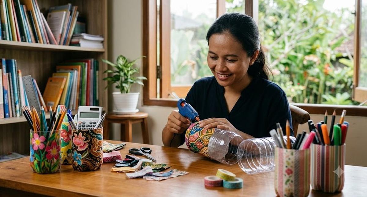 Trik Memanfaatkan Botol Plastik Bekas untuk Penyimpanan Rumah (AI Generated)