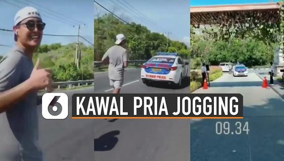 VIDEO: Viral Mobil Polisi Kawal Pria Jogging