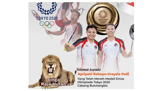 6 Ucapan Selamat ala Netizen Untuk Greysia Polii dan Apriyani Rahayu Ini Kreatif
