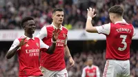 Bukayo Saka mencetak brace ketika Arsenal mencukur Crystal Palace 4-1 di Premier League 2022/2023. (AP/Kirsty Wigglesworth).