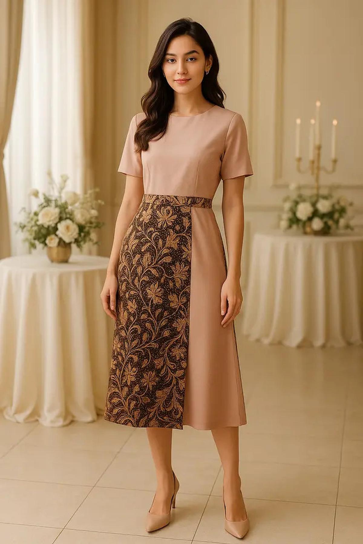 7 Model Rok Batik Kombinasi Kain Polos Wanita Modern yang Elegan